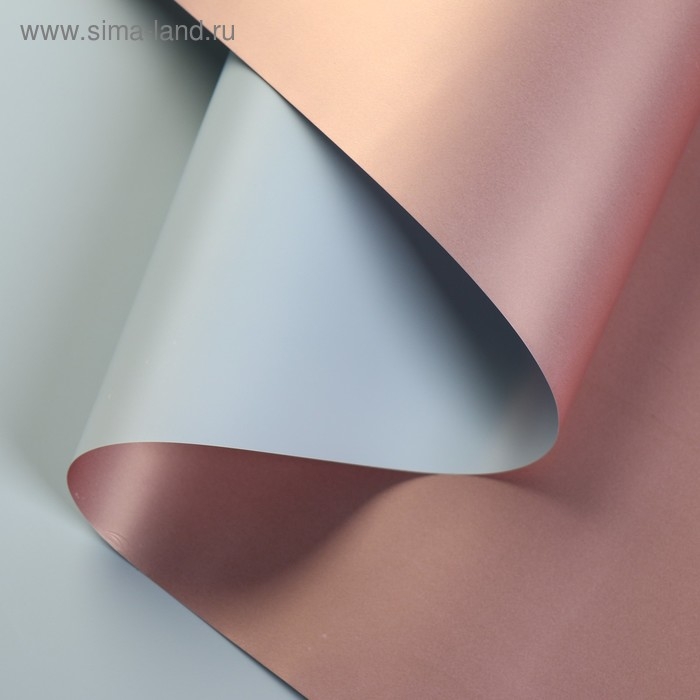 Пленка матовая для цветов, двухсторонняя "Зефир", голубой, бронзовый, 57 см х 5 м