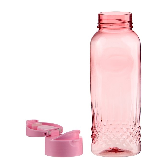 Бутылка для воды спортивная, 650 мл,  Бутылка для воды спортивная, 650 мл, "Флорес", 4.7 х 22 х 7 см, розовая