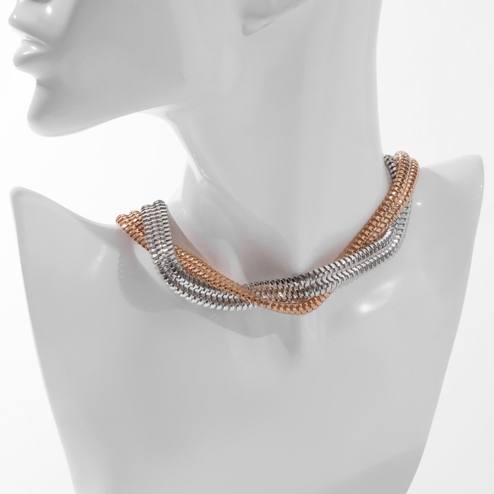 Колье «Цепь» стерео, косичка, цвет серебряно-золотой, 40 см Колье «Цепь» стерео, косичка, цвет серебряно-золотой, 40 см