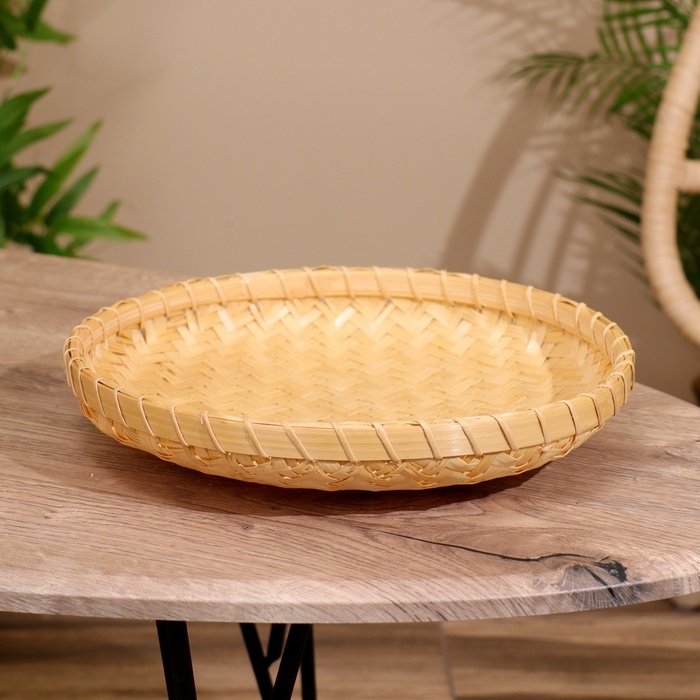 Поднос плетёный, из бамбука 30х30х2 см Поднос плетёный, из бамбука 30х30х2 см