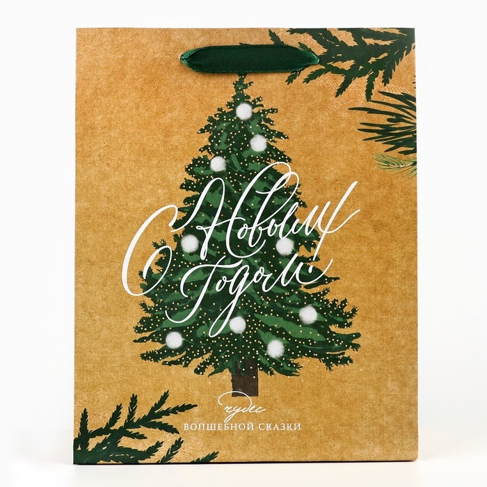 Пакет подарочный новогодний крафтовый вертикальный «Winter», MS 18 х 23 х 10 см, Новый год Пакет подарочный новогодний крафтовый вертикальный «Winter», MS 18 х 23 х 10 см, Новый год