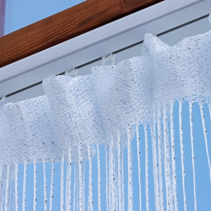 Штора - занавеска декоративная, нитяная, с люрексом, 300×300 см, цвет белый