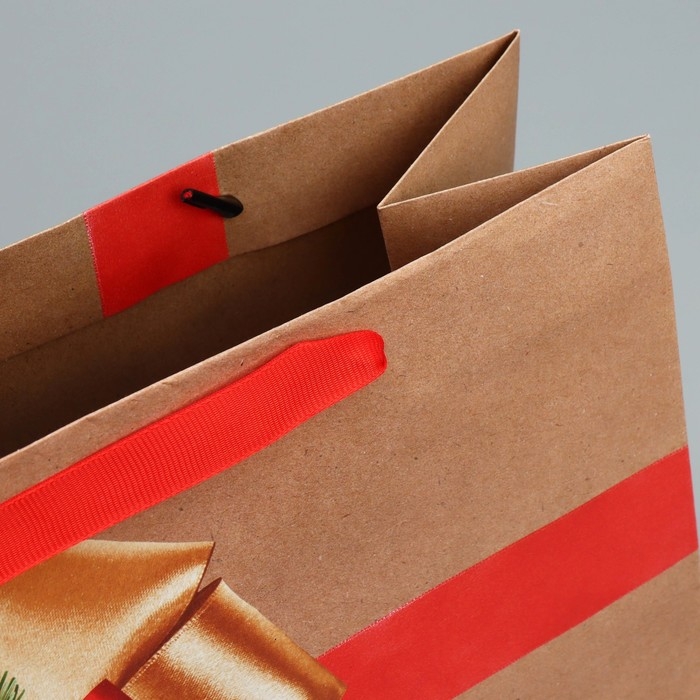 Пакет подарочный новогодний крафтовый горизонтальный «Подарок в Новый год», ML 27 х 23 х 11.5 см, Новый год Пакет подарочный новогодний крафтовый горизонтальный «Подарок в Новый год», ML 27 х 23 х 11.5 см, Новый год