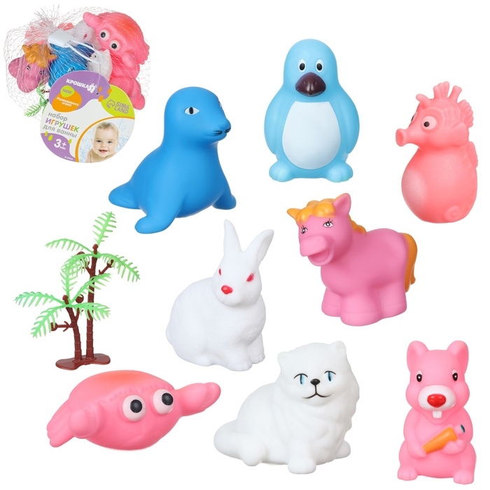 Набор резиновых игрушек для ванны «На острове», с пищалкой, 8 шт, Крошка Я Набор резиновых игрушек для ванны «На острове», с пищалкой, 8 шт, Крошка Я