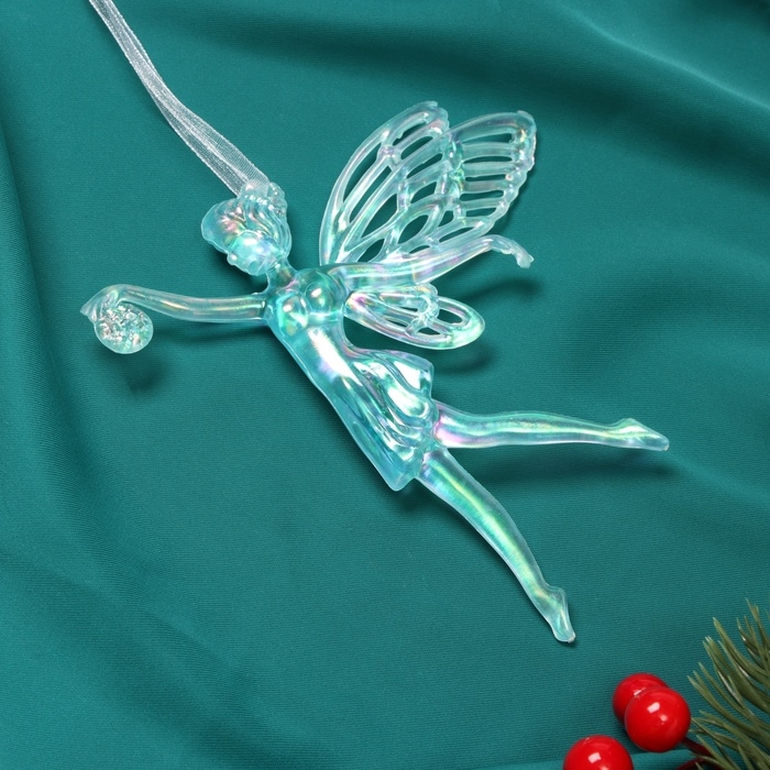 Украшение ёлочное Украшение ёлочное "Фея с шариком" 12х11,5 см, голубой перелив