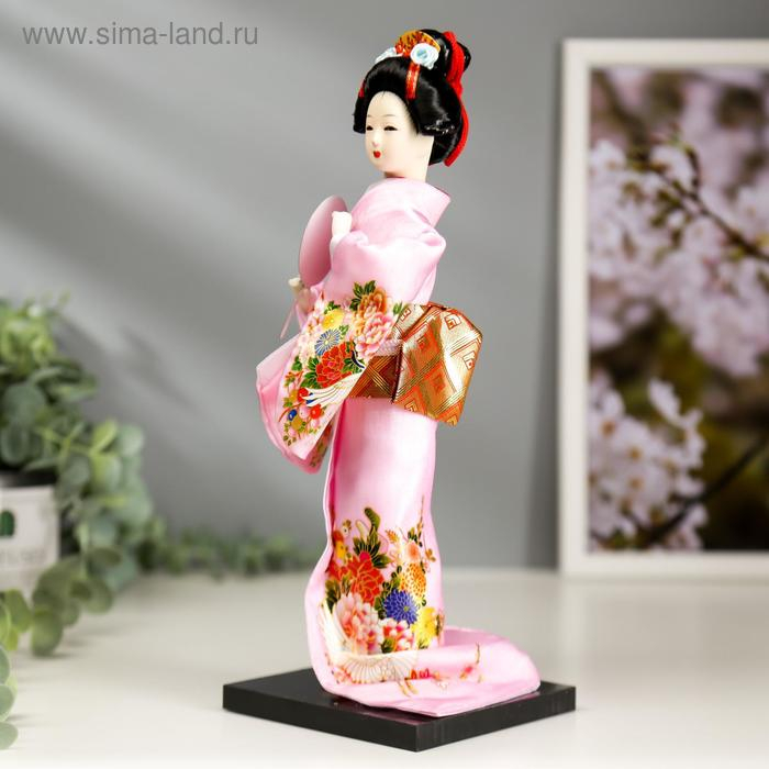 Кукла коллекционная  Кукла коллекционная "Японка в розовом кимоно с опахало" 25х9,5х9,5 см