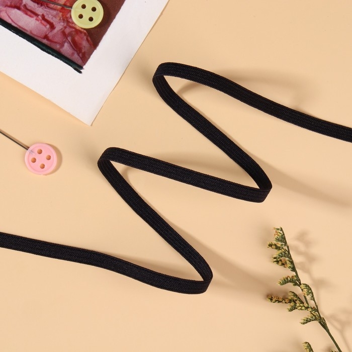 Резинка для укрепления кружева, 5 мм, 10 ± 0,5 м, цвет чёрный Резинка для укрепления кружева, 5 мм, 10 ± 0,5 м, цвет чёрный