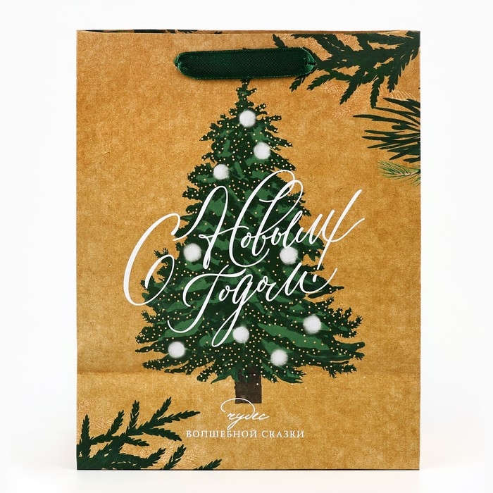 Пакет подарочный новогодний крафтовый вертикальный «Winter», MS 18 х 23 х 10 см, Новый год Пакет подарочный новогодний крафтовый вертикальный «Winter», MS 18 х 23 х 10 см, Новый год