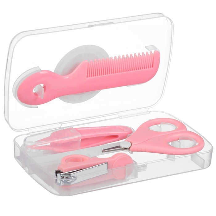 Набор по уходу за ребенком, 5 предметов (расческа, пинцет, ножницы, книпсер, пилка), цвет розовый Набор по уходу за ребенком, 5 предметов (расческа, пинцет, ножницы, книпсер, пилка), цвет розовый