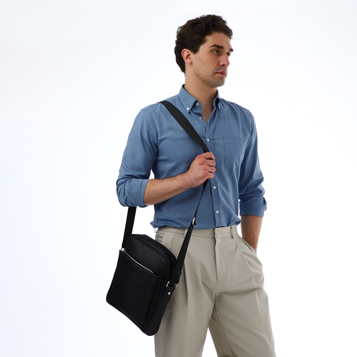 Сумка мужская через плечо TEXTURA, искусственная кожа, цвет чёрный Сумка мужская через плечо TEXTURA, искусственная кожа, цвет чёрный