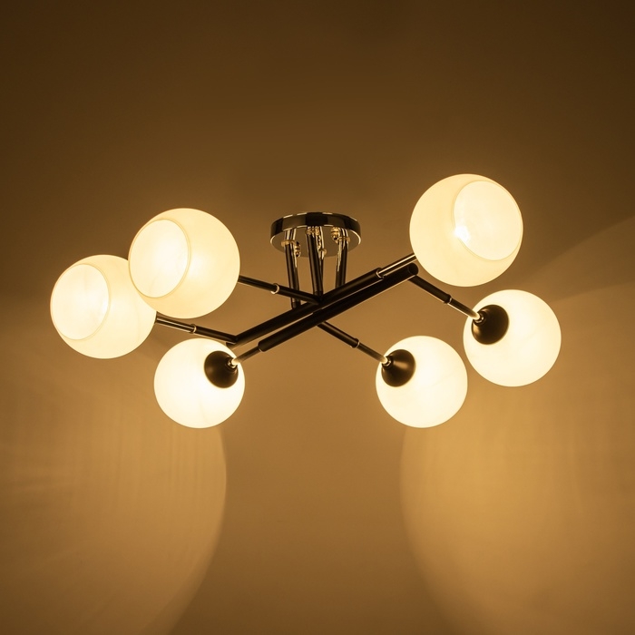 Люстра Люстра "Индис" 6хЕ27 40Вт черно-хромовый 60х60х26 см