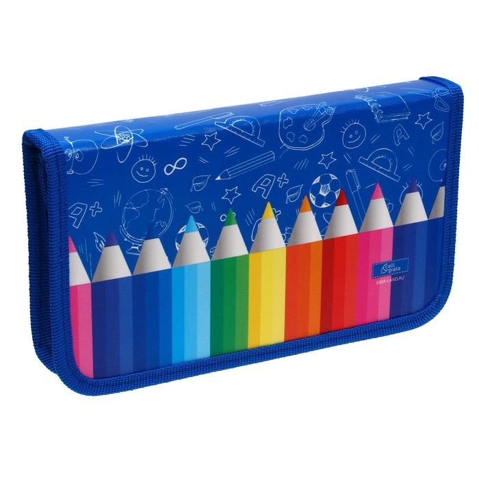 Пенал 1 секция, 115 х 205 мм, с наполнением 16 предметов, Calligrata Пенал 1 секция, 115 х 205 мм, с наполнением 16 предметов, Calligrata "Карандаши" ламинированный картон, 30П26/set