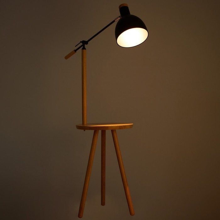 Торшер 19117/1BK E27 40Вт светлое дерево-черный H.150 см