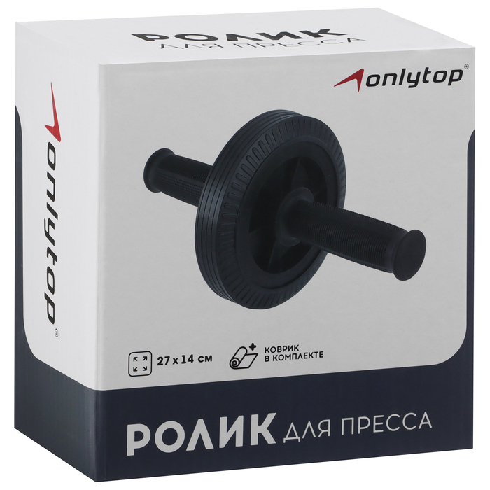 Ролик для пресса ONLYTOP, 27х14 см, с ковриком, цвет чёрный Ролик для пресса ONLYTOP, 27х14 см, с ковриком, цвет чёрный