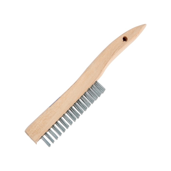 Щетка металлическая ручная ТУНДРА, закаленная проволока, деревянная рукоятка, 4-рядная Щетка металлическая ручная ТУНДРА, закаленная проволока, деревянная рукоятка, 4-рядная