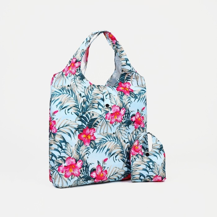 Сумка хозяйственная на кнопке, складная, цвет голубой Сумка хозяйственная на кнопке, складная, цвет голубой