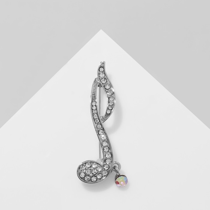 Брошь «Нота», цвет белый в серебре Брошь «Нота», цвет белый в серебре