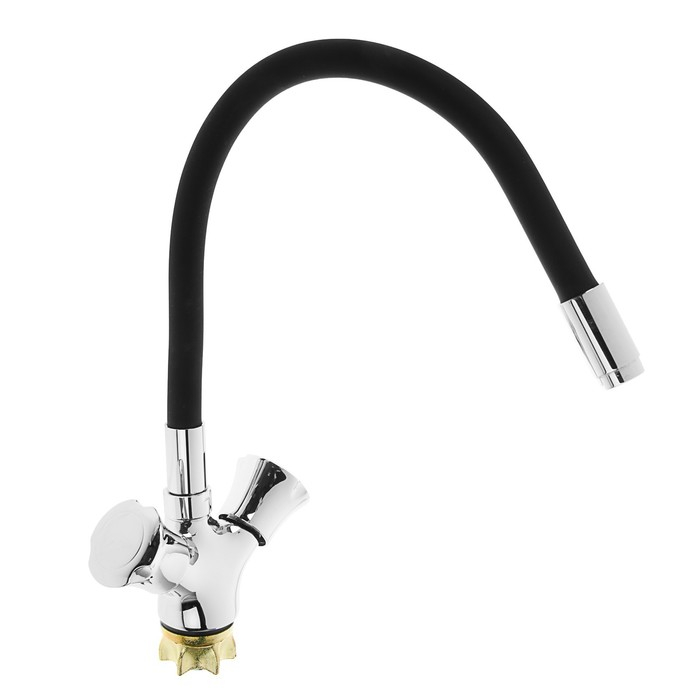 Cмеситель для кухни AccoonaA4883F, двухвентильный, силиконовый излив, силумин, черный/хром Cмеситель для кухни AccoonaA4883F, двухвентильный, силиконовый излив, силумин, черный/хром