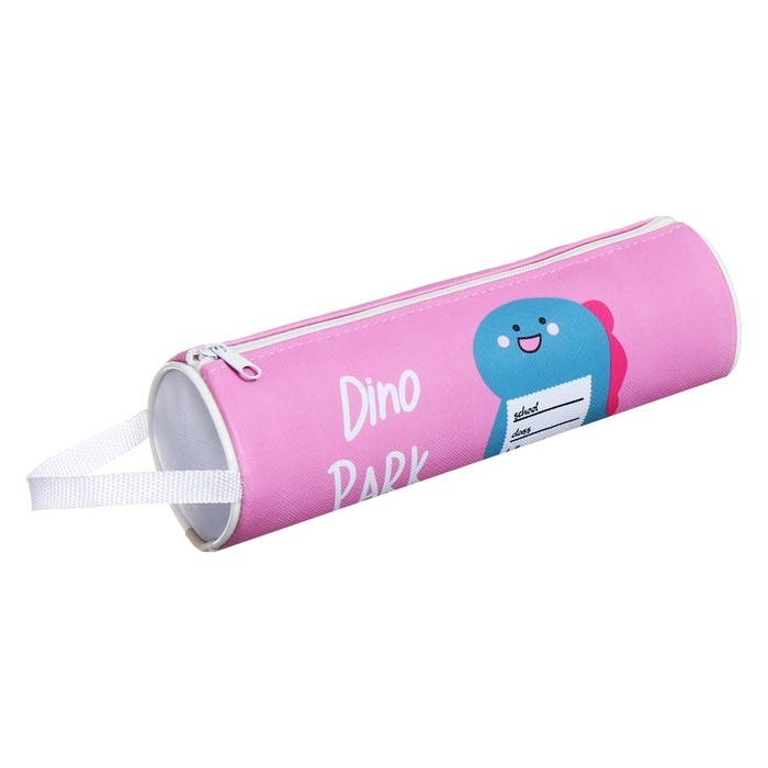 Пенал-тубус школьный на молнии Пенал-тубус школьный на молнии "Динозаврик" Calligrata, розовый