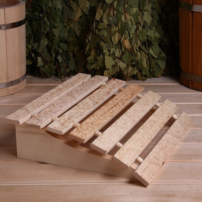 Подголовник из липы, анатомический 34х32х12 см Русский узор Подголовник из липы, анатомический 34х32х12 см Русский узор