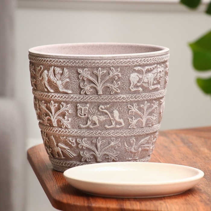 Горшок цветочный Суздаль серый бутон, 2,15 л Горшок цветочный Суздаль серый бутон, 2,15 л