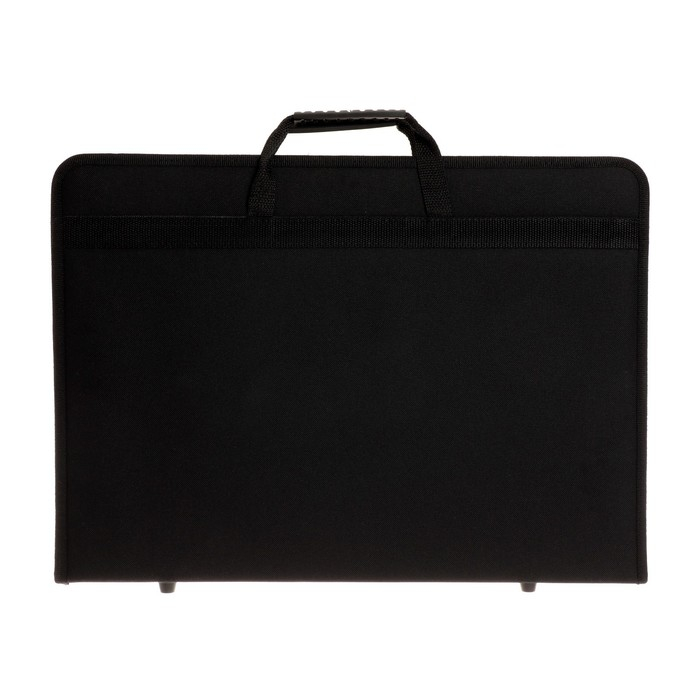 Папка для чертежей и рисунков для художников А3, 470 х 350 х 40 мм, с ручками, каркасная, текстильная, "Вдохновение" 1B3, внутренний карман, чёрная