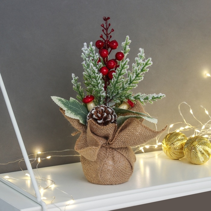 Декор  Декор "Яркий праздник, в мешочке" грибочки ягодки, 21х8 см