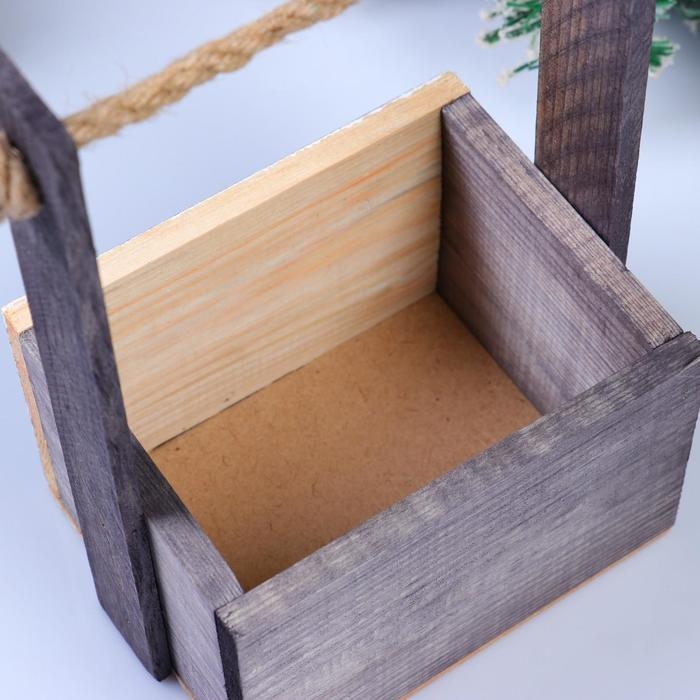 Кашпо деревянное, 15×12×8.5(25) см  Кашпо деревянное, 15×12×8.5(25) см "Пауль и Любовь. Новогоднее, Новый год", с принтом