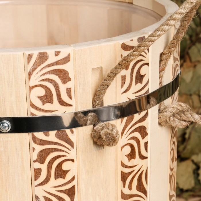 Запарник из липы, 18 л,  пластиковая вставка, ручка-веревка (Рисунок  1) Запарник из липы, 18 л,  пластиковая вставка, ручка-веревка (Рисунок  1)