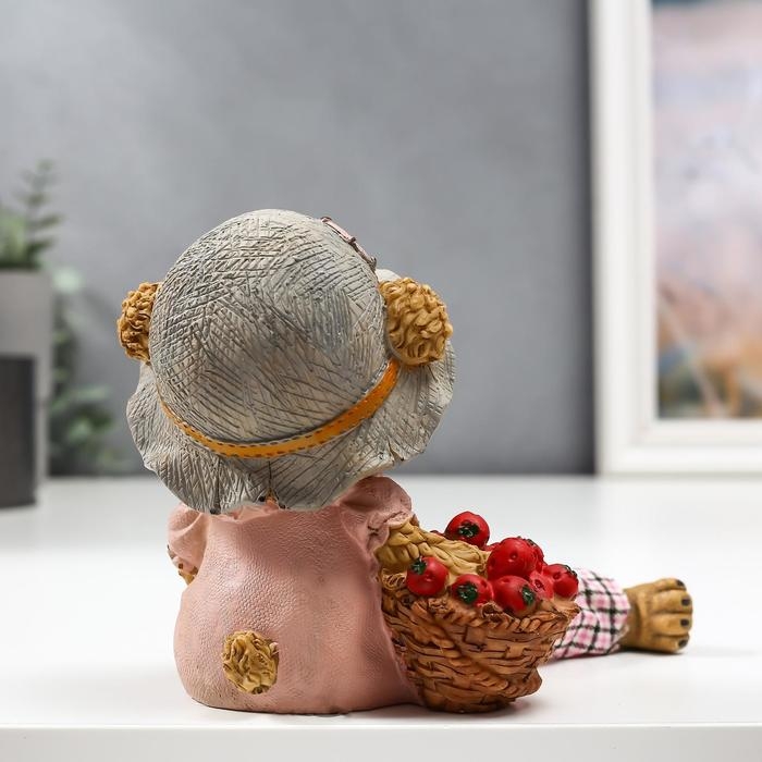 Сувенир полистоун Сувенир полистоун "Медвежонок с яблоками" длинные ножки МИКС 23,5х10,5х8 см