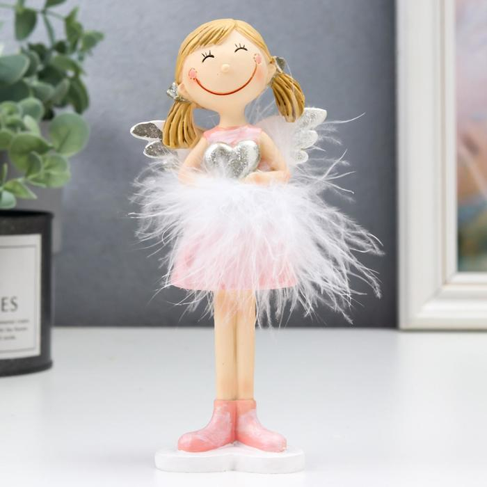 Сувенир полистоун  Сувенир полистоун "Ангел-малышка с хвостиками, с сердечком" пух 16х5,5х7,5 см