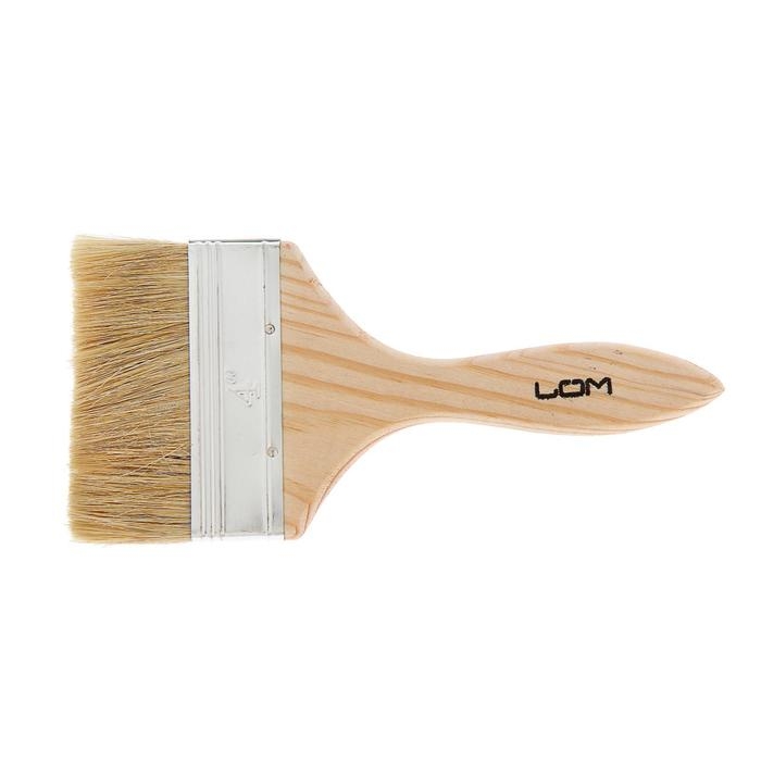 Кисть плоская ЛОМ, натуральная щетина, деревянная рукоятка, 4 Кисть плоская ЛОМ, натуральная щетина, деревянная рукоятка, 4", 100 мм