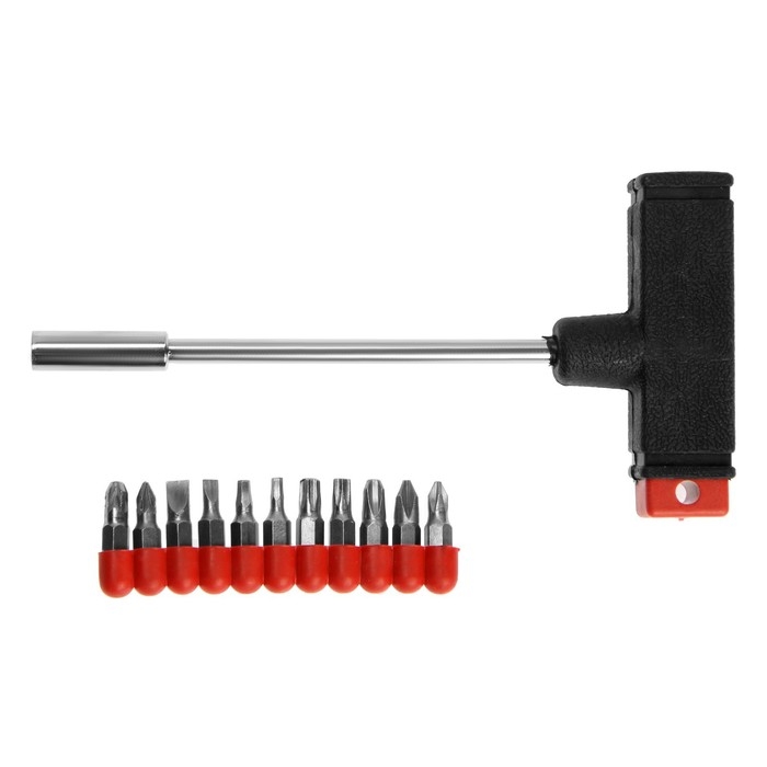 Отвертка с набором бит ЛОМ, Т-образный держатель, 11 предметов Отвертка с набором бит ЛОМ, Т-образный держатель, 11 предметов