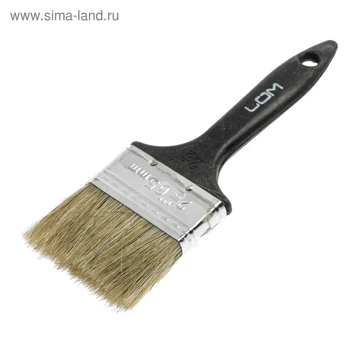 Кисть плоская ЛОМ, натуральная щетина, пластиковая рукоятка, 2.5 Кисть плоская ЛОМ, натуральная щетина, пластиковая рукоятка, 2.5", 63 мм