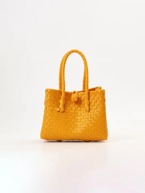 Сумка плетёная пластиковая, 23&times;11&times;30 см, жёлтая
