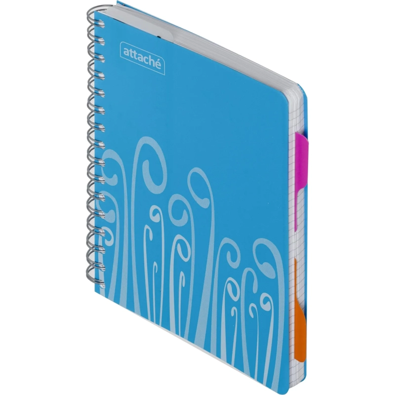 Бизнес-тетрадь А5,140 л,пласт обл, с разд,спир,ATTACHE FANTASY,голуб