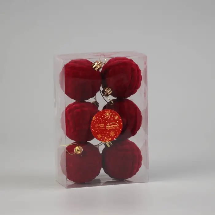 Ёлочные игрушки «Бьорн», шары новогодние, d=6 см, набор 6 шт., сетка, красный