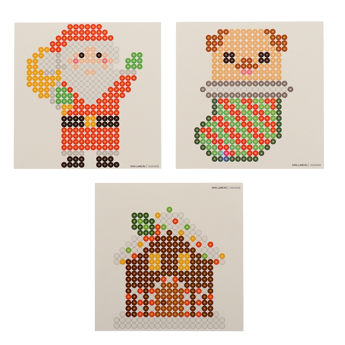 Аквамозаика «Дед Мороз, Домик и щеночек», 3 фигурки, 898 шариков Аквамозаика «Дед Мороз, Домик и щеночек», 3 фигурки, 898 шариков