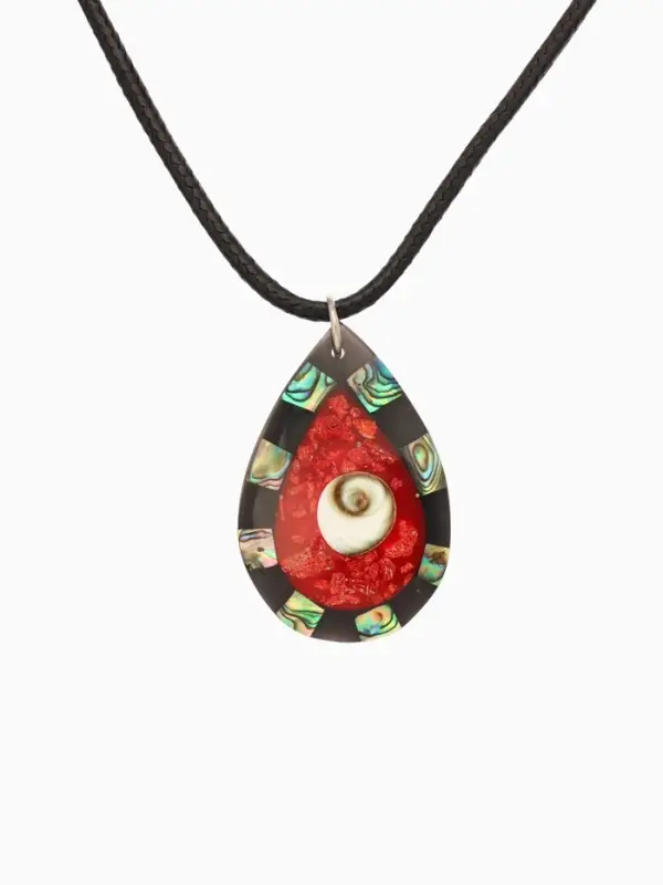 Кулон &laquo;Капля&raquo;, ракушка, чёрно-красный