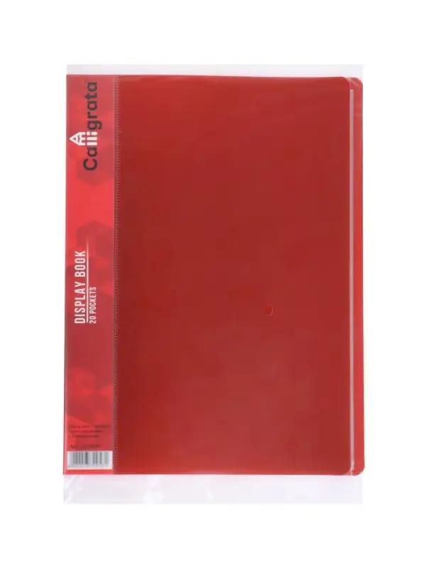 Папка с 20 вкладышами А5, 500 мкм, Calligrata, 9 мм, карман на корешке, красная