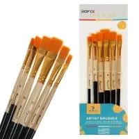 Набор кистей для рисования, синтетика, 6 штук: № 2, 4, 6, 8, 10, 12, прямые, плоские, международный размер