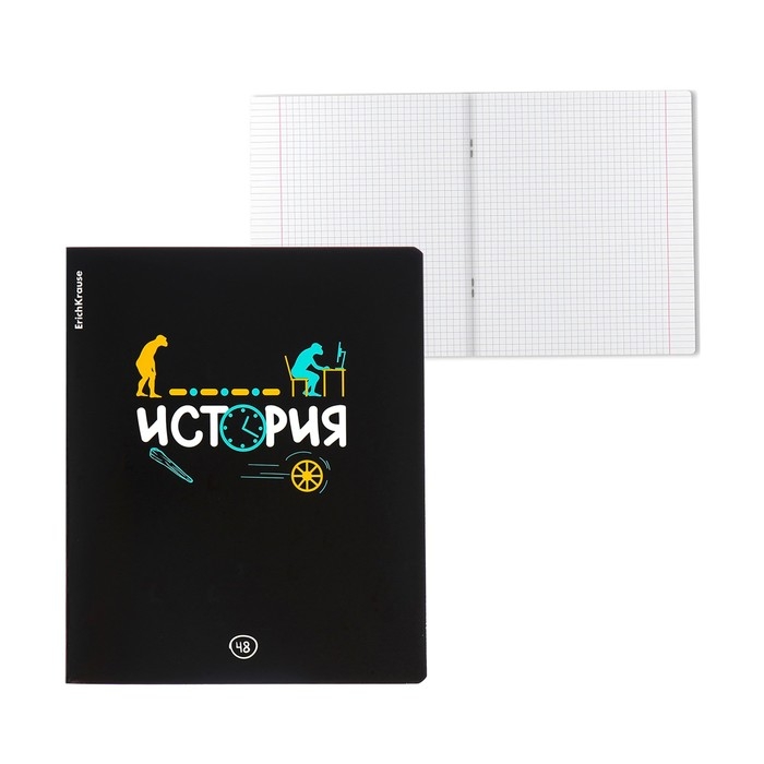 Тетрадь предметная ИСТОРИЯ, 48 листов в клетку, ErichKrause Inscription, обложка мелованный картон, твин-лак, блок офсет 100% белизна, инфо-блок