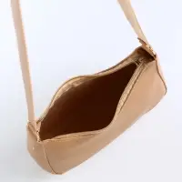 Сумка женская багет на молнии, 20&times;6.5&times;15 см, бежевая