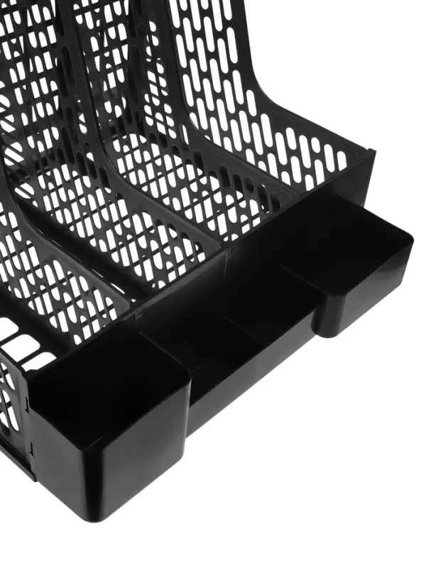 Лоток для бумаг Calligrata с отделениями для пишущих принадлежностей, вертикальный, 4 отделения, чёрный