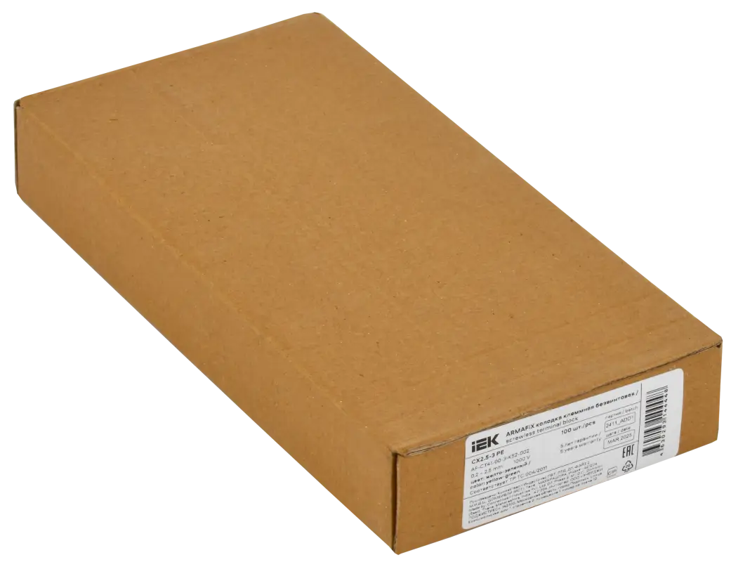 ARMAFIX Клемма пружинная CX2.5-3 PE 2,5мм2 трехконтактная заземляющая IEK