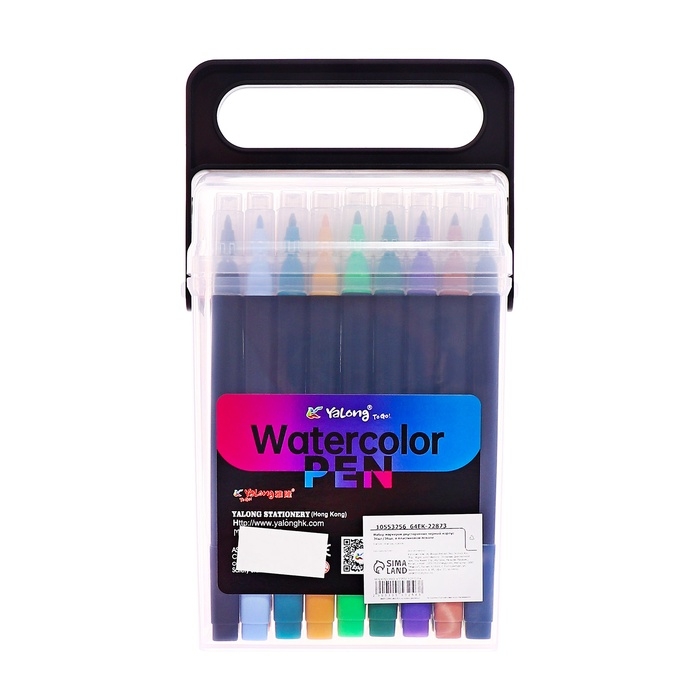 Набор маркеров 36 цветов, двусторонние, черный корпус  в пластиковом пенале Набор маркеров 36 цветов, двусторонние, черный корпус  в пластиковом пенале