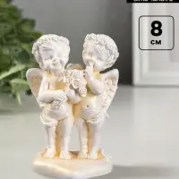 Фигурка гипс &laquo;Ангелочки с букетом роз на сердце&raquo;, позолота, 8.5&times;5.5&times;4 см