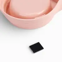 Миска двойная, 25&times;14&times;5 см, на пластиковом основании, металл, розовая