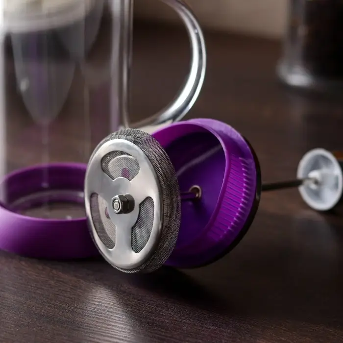 Чайник заварочный френч - пресс «Келли», 350 мл, стекло, цвет сиреневый Чайник заварочный френч - пресс «Келли», 350 мл, стекло, цвет сиреневый