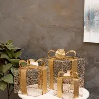 Фигура световая &laquo;Кубы золотистые&raquo;, 25&times;20&times;15 см, 90 LED, от батареек AAx8, свечение тёплое белое